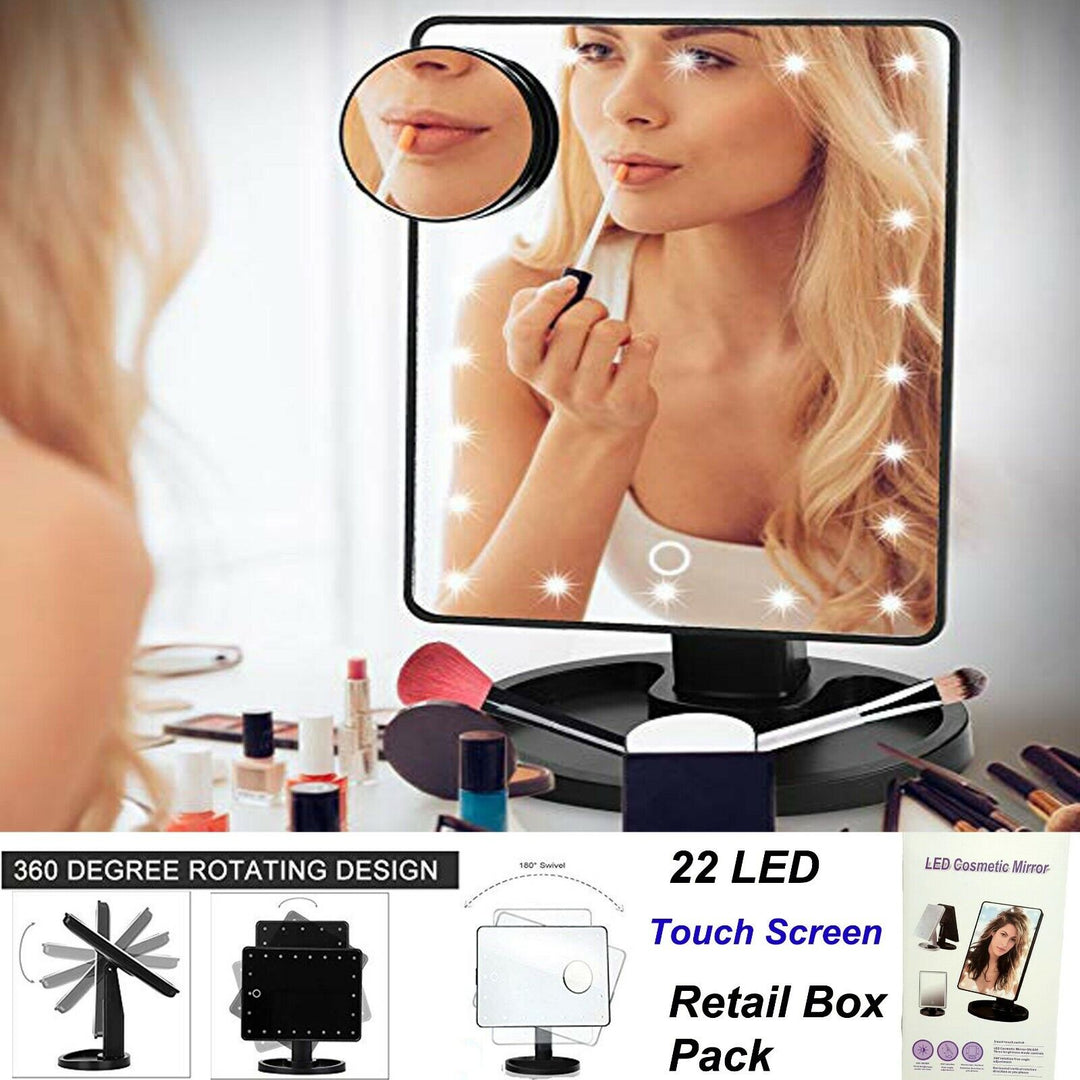 22 LED 10X MAGNIFYING TOUCH SCREEN LIGHT MAKE-UP COSMETIC TABLETOP VANITY MIRROR