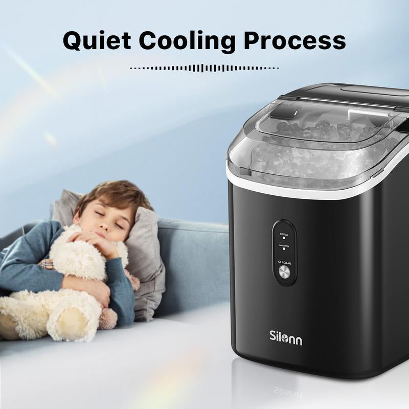 Silonn Nugget Ice Maker Countertop, Sonic for Home Kitchen Office - Chewable Pellet Ice Machine with Self-Cleaning, Euhomy Icemaker, Ecozy, Cowsar Portable Small Appliances Pebble Ninja Slush Ninja Slushie Bullet Icemachine Ice Bag Stainless Steel