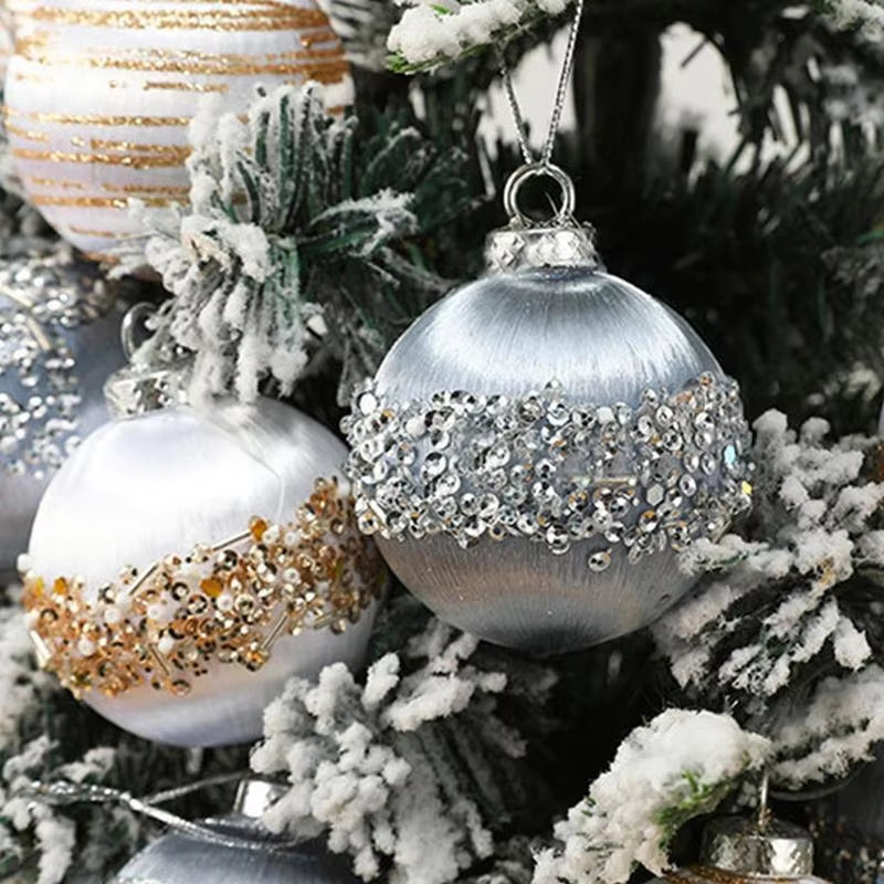 6Pcs Velvet Christmas Ball Ornaments Shatterproof Christmas Balls Velvet Christmas Tree Balls with Metal String for Home Party