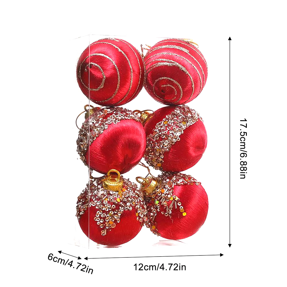 6Pcs Velvet Christmas Ball Ornaments Shatterproof Christmas Balls Velvet Christmas Tree Balls with Metal String for Home Party