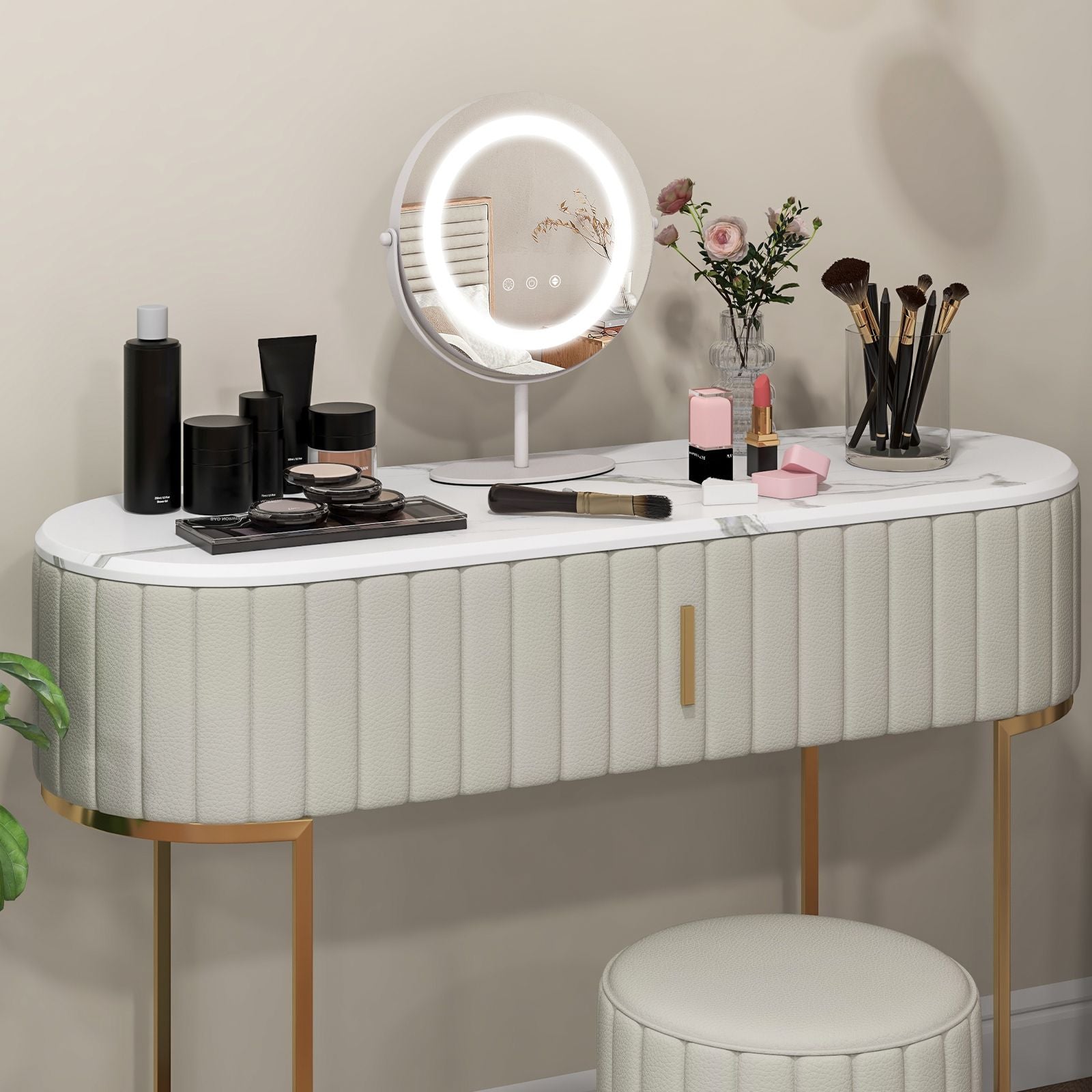 25 CM LED Lighted Makeup Vanity Mirror with Touch Screen