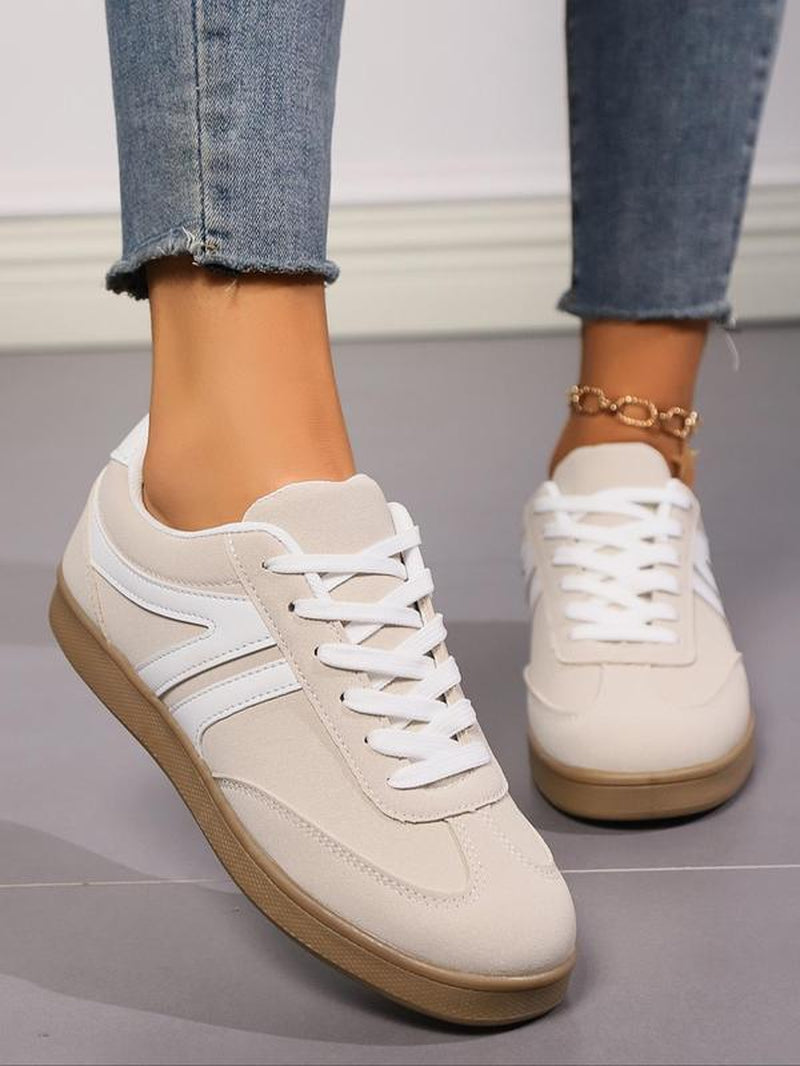 Women'S Fashionable Lace up Low Top Sneakers, Casual Comfortable Breathable Sports Shoes, Female All-Match round Toe Shoes for Daily Wear