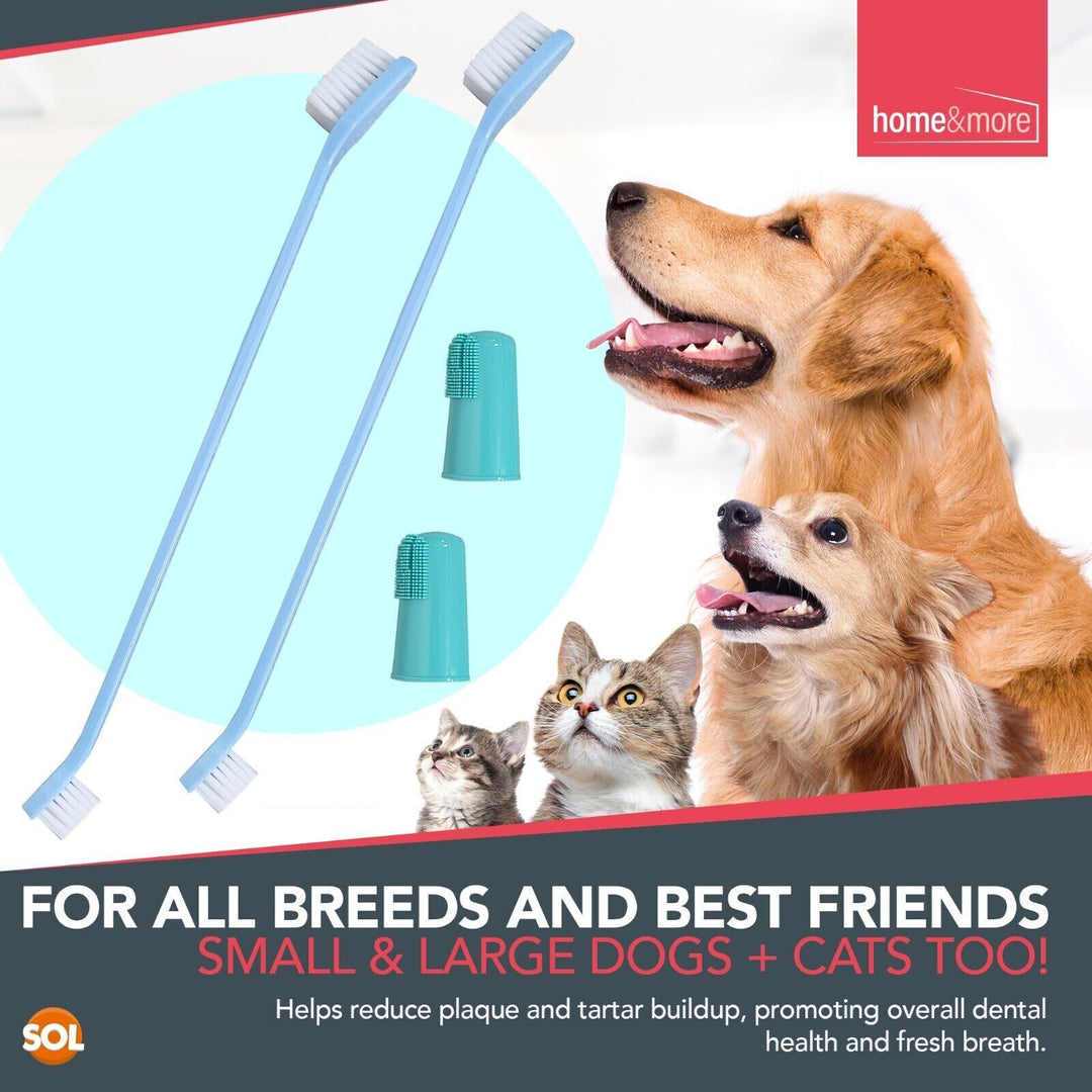 2 Dog Toothbrush Finger 2 Double End Pet Brush Soft Cat Dental Care Teeth Clean