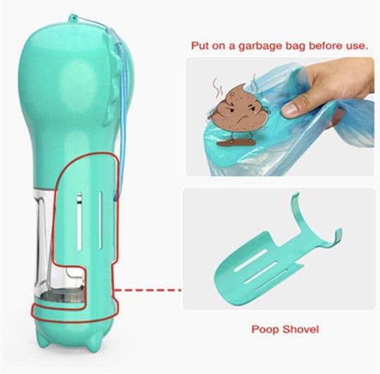 Pet Dog Water Bottle Travel Portable Drinking Water Dispenser with Poo Bags