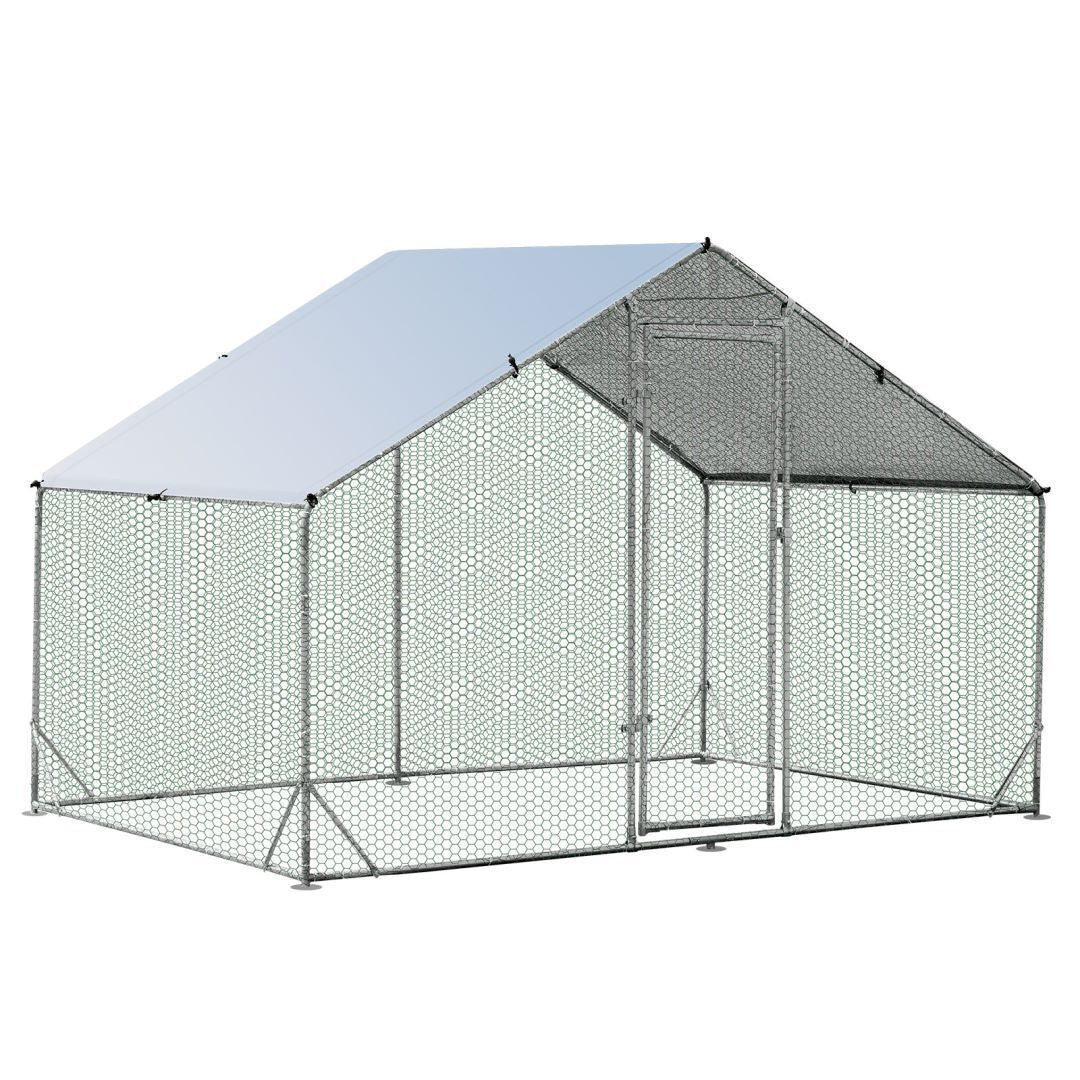 3X2M Spire-Shaped Chicken Coop Galvanized Metal Hen House with Waterproof Cover