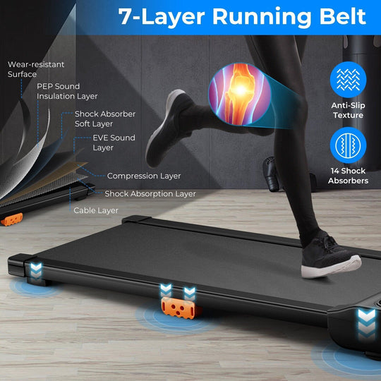 2-In-1 Walking Pad Treadmill under Desk Running Machine LED Panel W/ 12 Programs