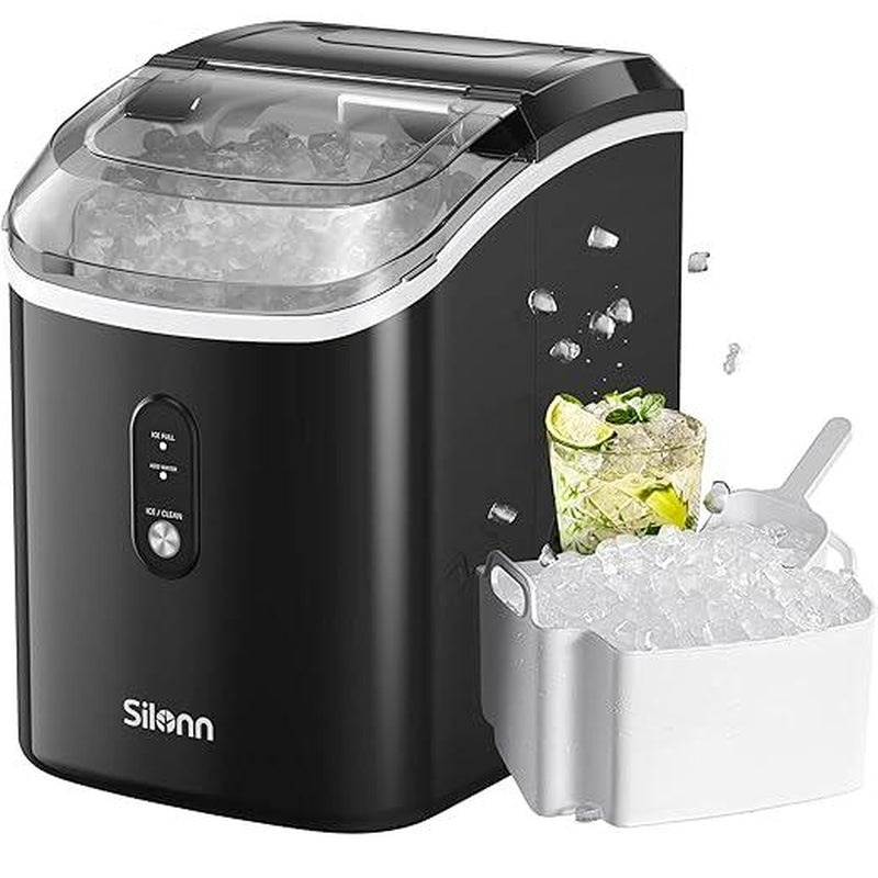 Silonn Nugget Ice Maker Countertop, Sonic for Home Kitchen Office - Chewable Pellet Ice Machine with Self-Cleaning, Euhomy Icemaker, Ecozy, Cowsar Portable Small Appliances Pebble Ninja Slush Ninja Slushie Bullet Icemachine Ice Bag Stainless Steel