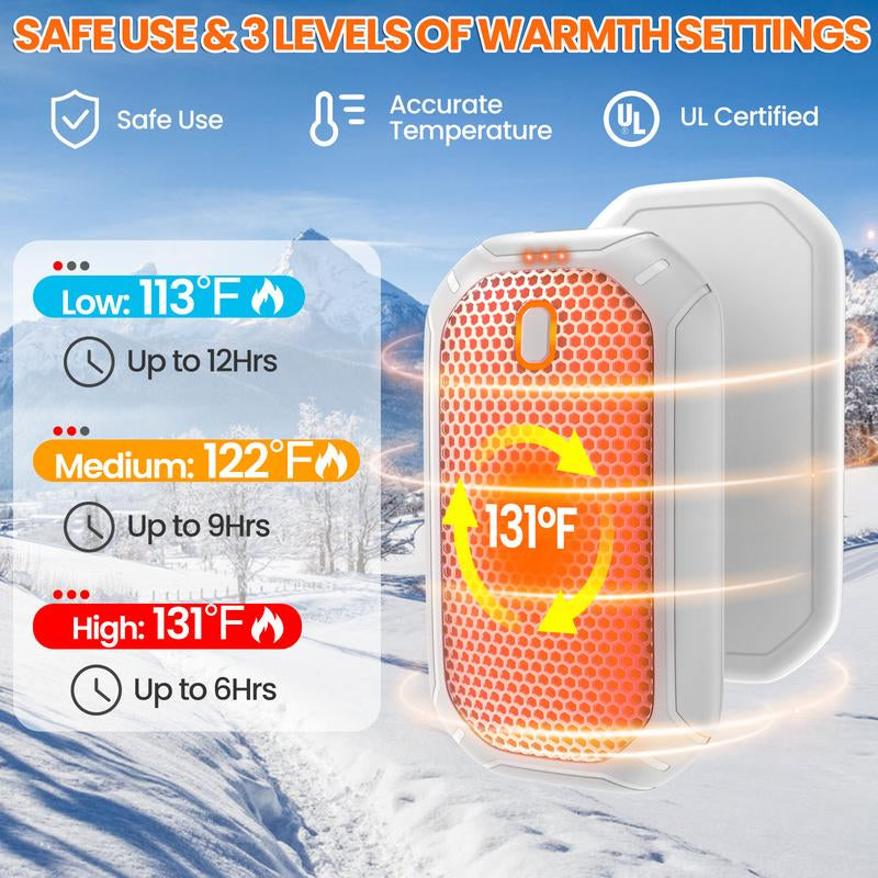 2 Pack Hand Warmers Rechargeable, 2024 New Portable Magnetic Electric Hand Warmers with 12Hrs Warmth, Double-Sided Heating Pocket Size Hand Warmers for Outdoors, Camping - Winter Gifts for Women Men