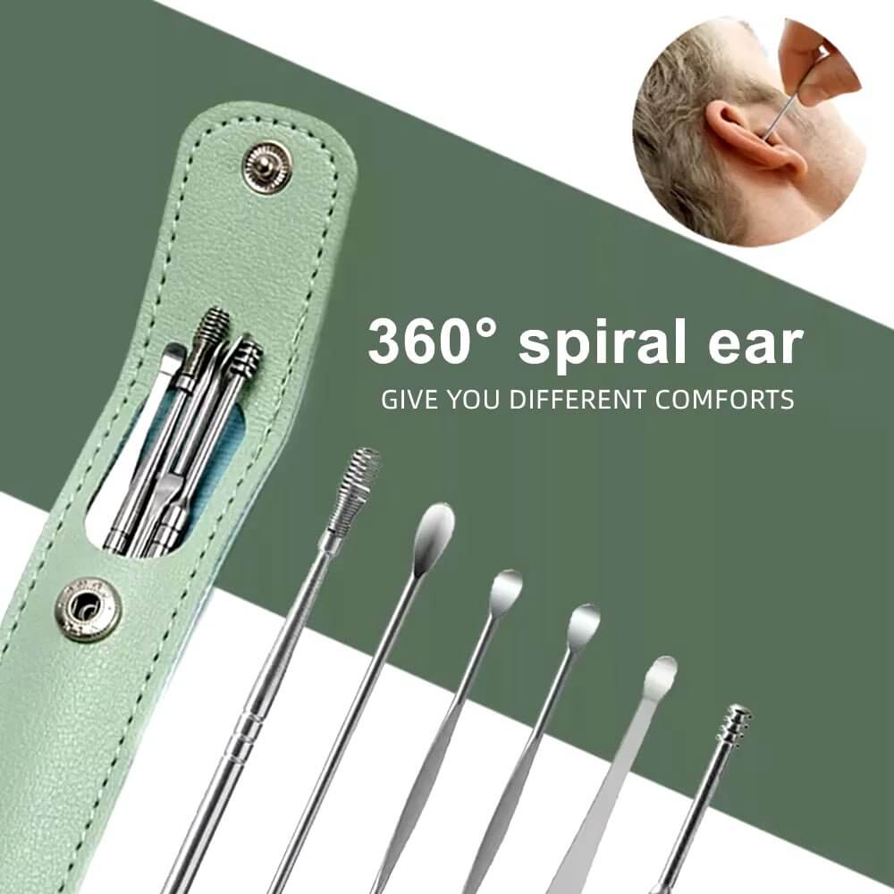 6Pcs/Set Ear Cleaner Ear Wax Pickers Stainless Steel Earpick Wax Remover Piercing Kit Earwax Curette Spoon Care Ear Clean Tools - NovaNest