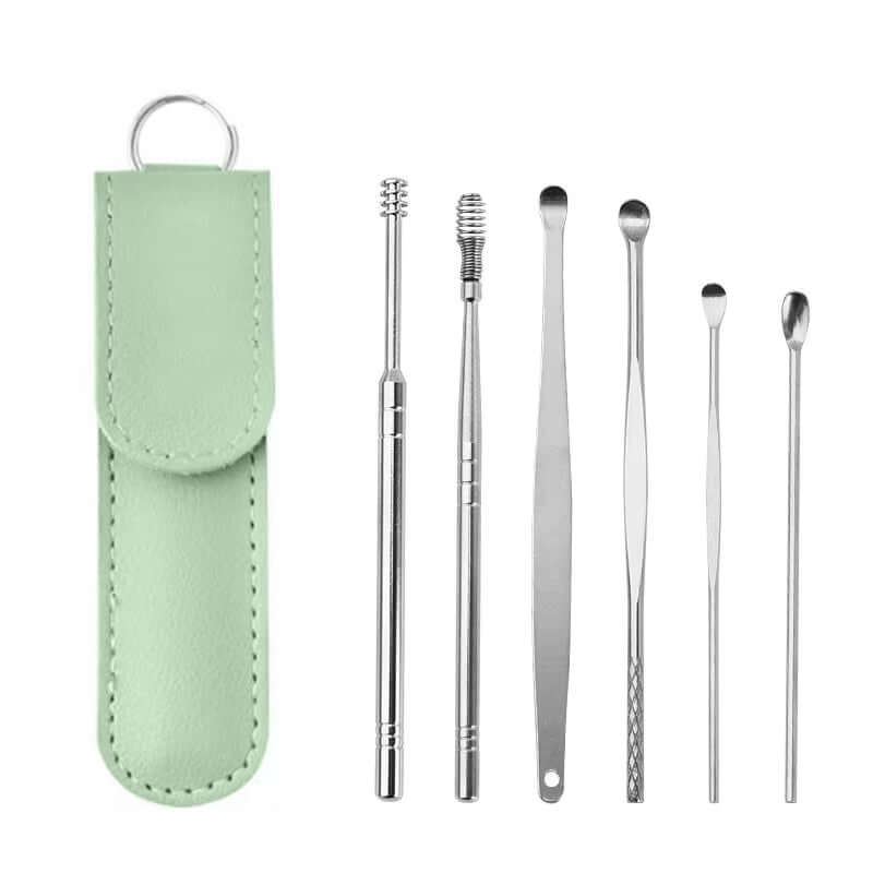 6Pcs/Set Ear Cleaner Ear Wax Pickers Stainless Steel Earpick Wax Remover Piercing Kit Earwax Curette Spoon Care Ear Clean Tools - NovaNest