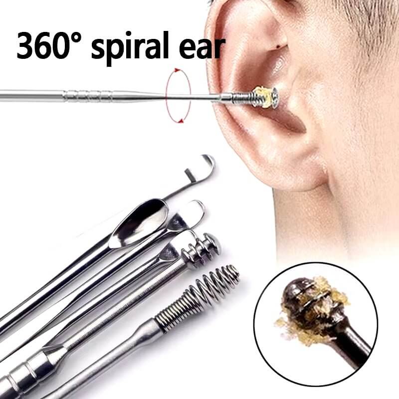 6Pcs/Set Ear Cleaner Ear Wax Pickers Stainless Steel Earpick Wax Remover Piercing Kit Earwax Curette Spoon Care Ear Clean Tools - NovaNest