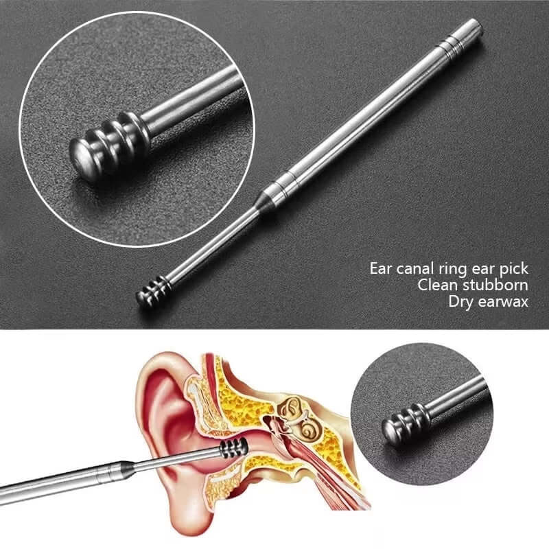 6Pcs/Set Ear Cleaner Ear Wax Pickers Stainless Steel Earpick Wax Remover Piercing Kit Earwax Curette Spoon Care Ear Clean Tools - NovaNest