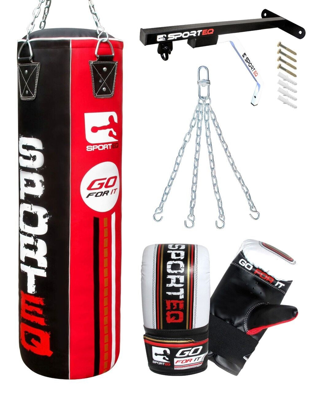 3Ft/4Ft/5Ft Punchbag Heavy Filled, Sporteq Boxing Sets,Gym Quality Pro Bag Combo