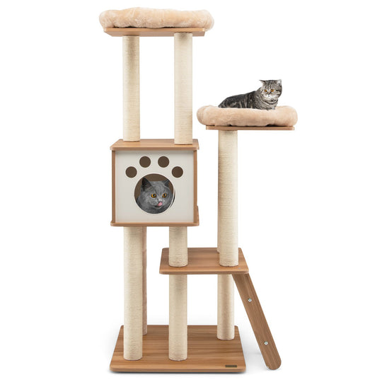 5-Tier Cat Tree Tower with Cando and 2 Padded Plush Perches