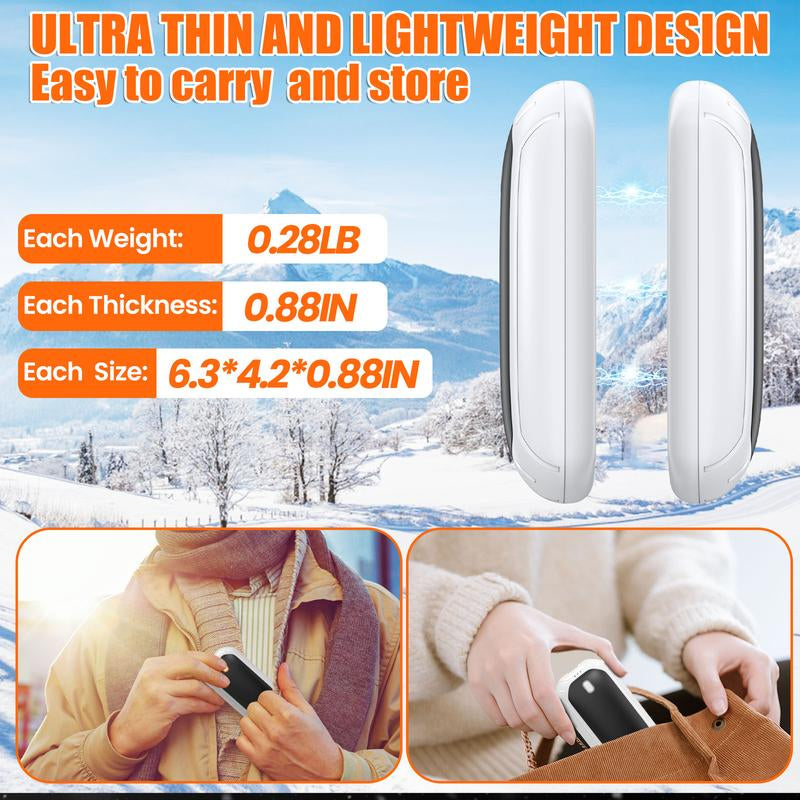 2 Pack Hand Warmers Rechargeable, 2024 New Portable Magnetic Electric Hand Warmers with 12Hrs Warmth, Double-Sided Heating Pocket Size Hand Warmers for Outdoors, Camping - Winter Gifts for Women Men