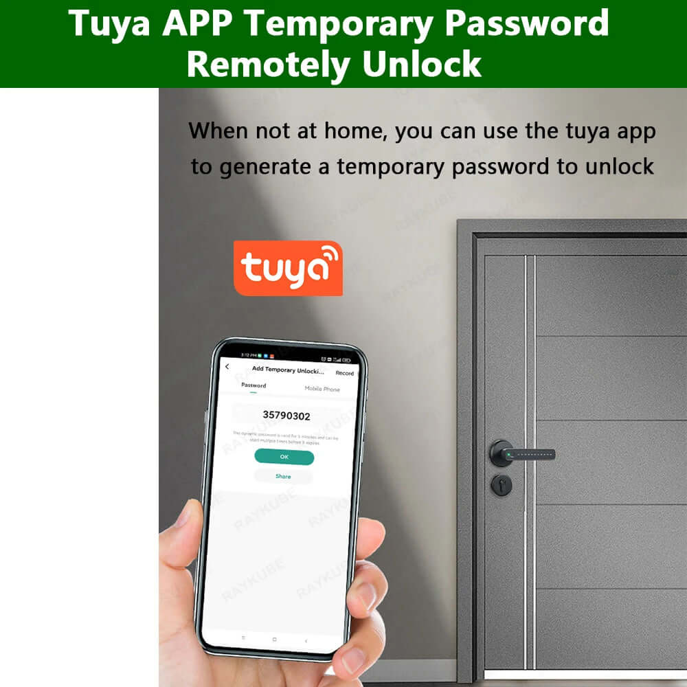 M3 Tuya BLE Digital Fingerprint Door Lock Electronic Lock with 60/70Mm Latch Keys Smartlife/Tuya APP Remote Unlock