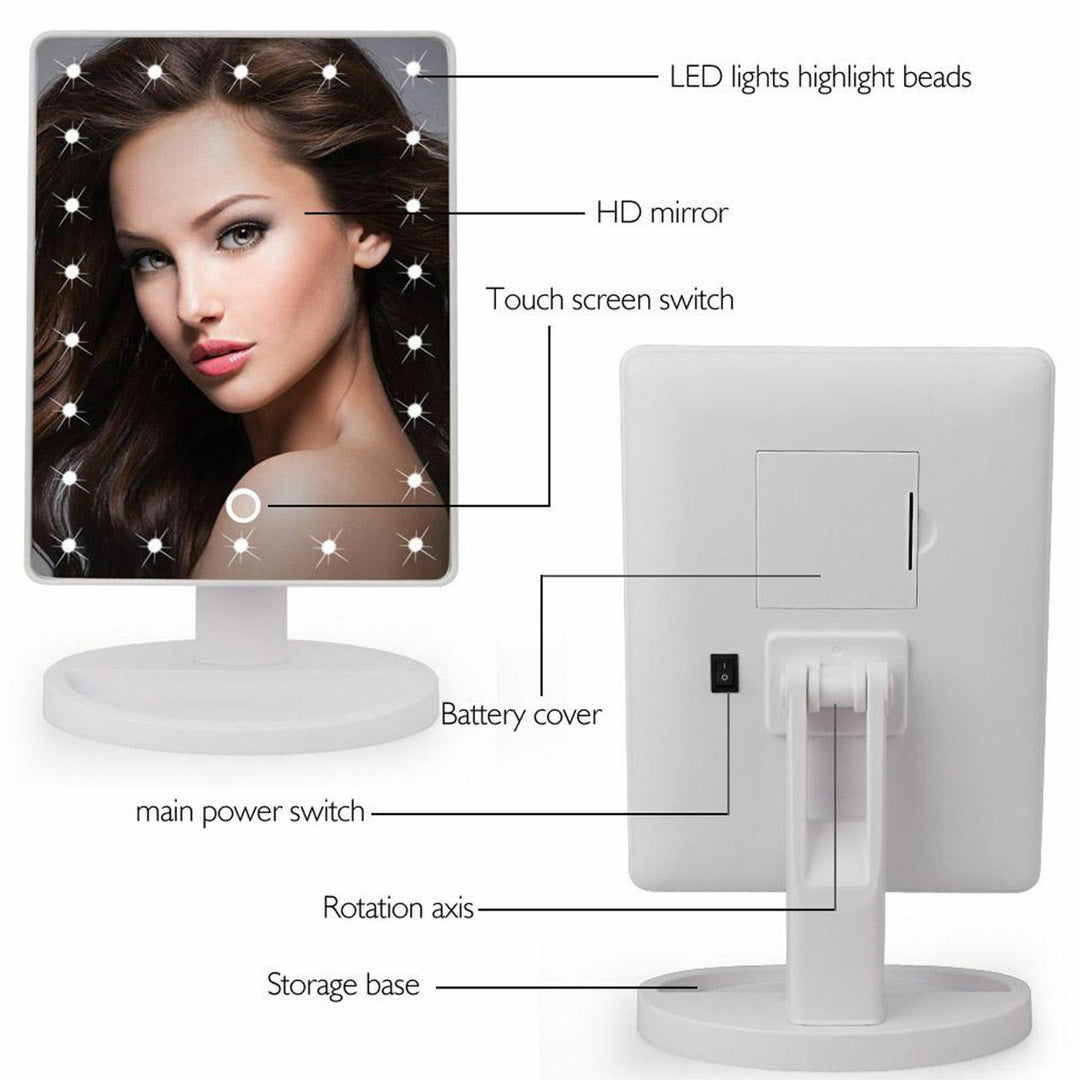 22 LED 10X MAGNIFYING TOUCH SCREEN LIGHT MAKE-UP COSMETIC TABLETOP VANITY MIRROR