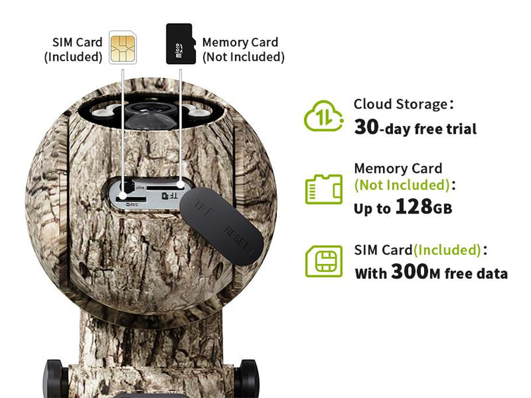 4G LTE Cellular Trail Camera 3Rd Generation with Solar Panel, Built-In SIM Card, UNLIMITED Data Plan, NOT SUPPORT WIFI, Live Video Game Camera with 360° Pan Tilt, Motion Activated, 2K Color Night Vision