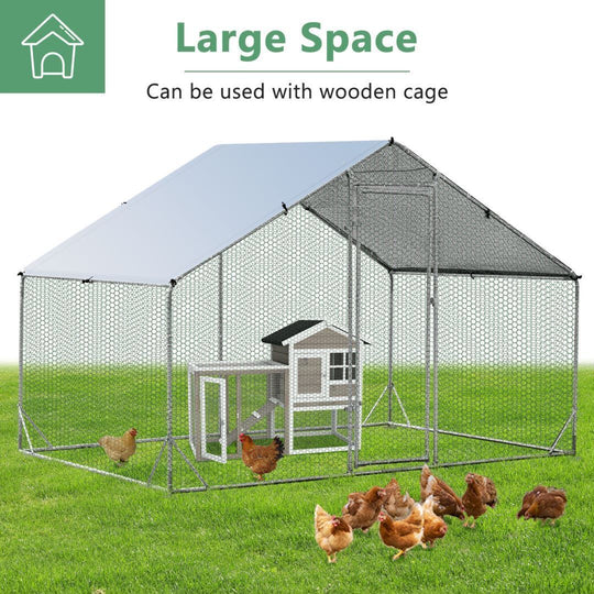 3X2M Spire-Shaped Chicken Coop Galvanized Metal Hen House with Waterproof Cover