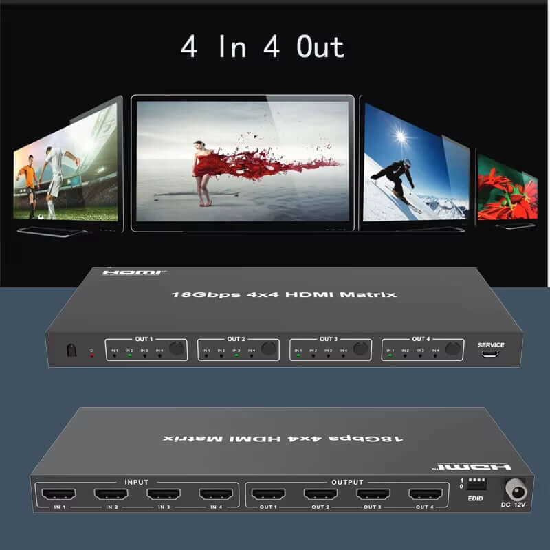 4In 4Out Hdmi-Compatible Splitter Audio Extractor Game Live Screen Splitter HDR Hdmi-Compatible Matrix Switcher Video Converter