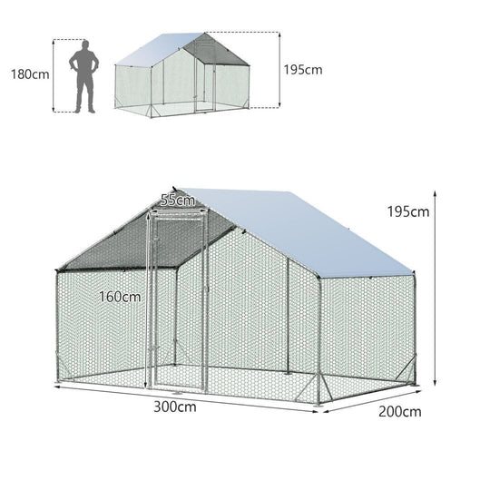 3X2M Spire-Shaped Chicken Coop Galvanized Metal Hen House with Waterproof Cover