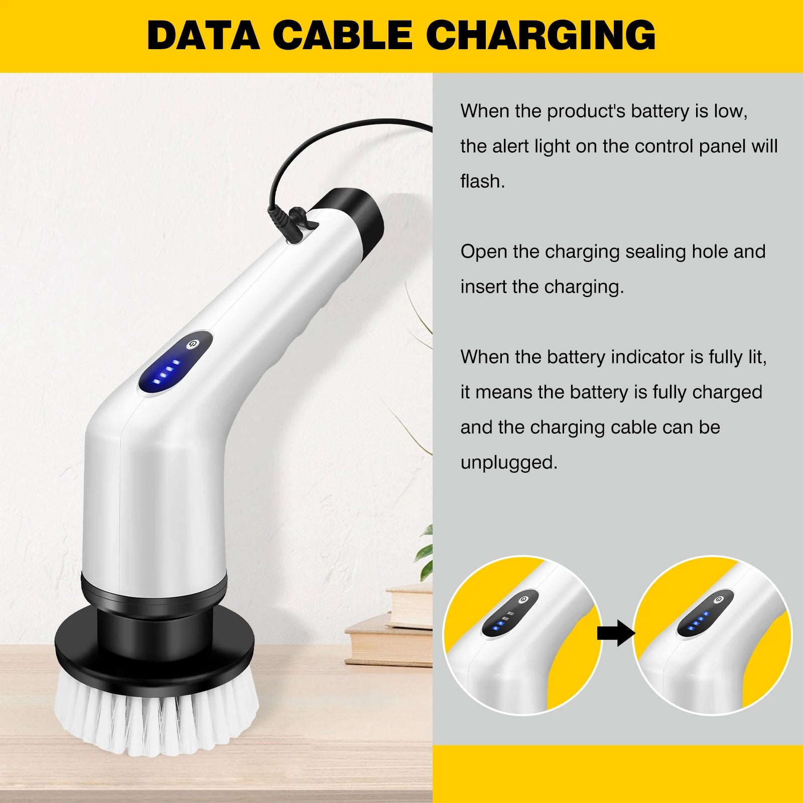 Cordless Electric Brush Multi-Functional Automatic Hand-Held Electric Cleaning Brush Bathroom Toilet Floor Toilet 3 Head