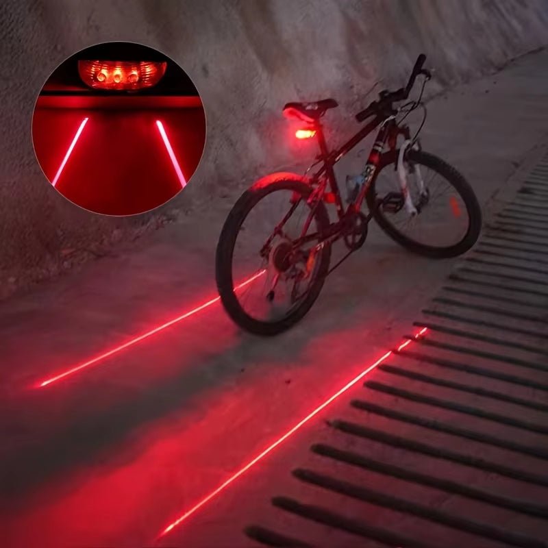 Bicycle Bike LED Lights 2 Lasers 5 LED Waterproof Cycling Taillight Safety Warning Taillight MTB Bike Rear Tail Lights - NovaNest