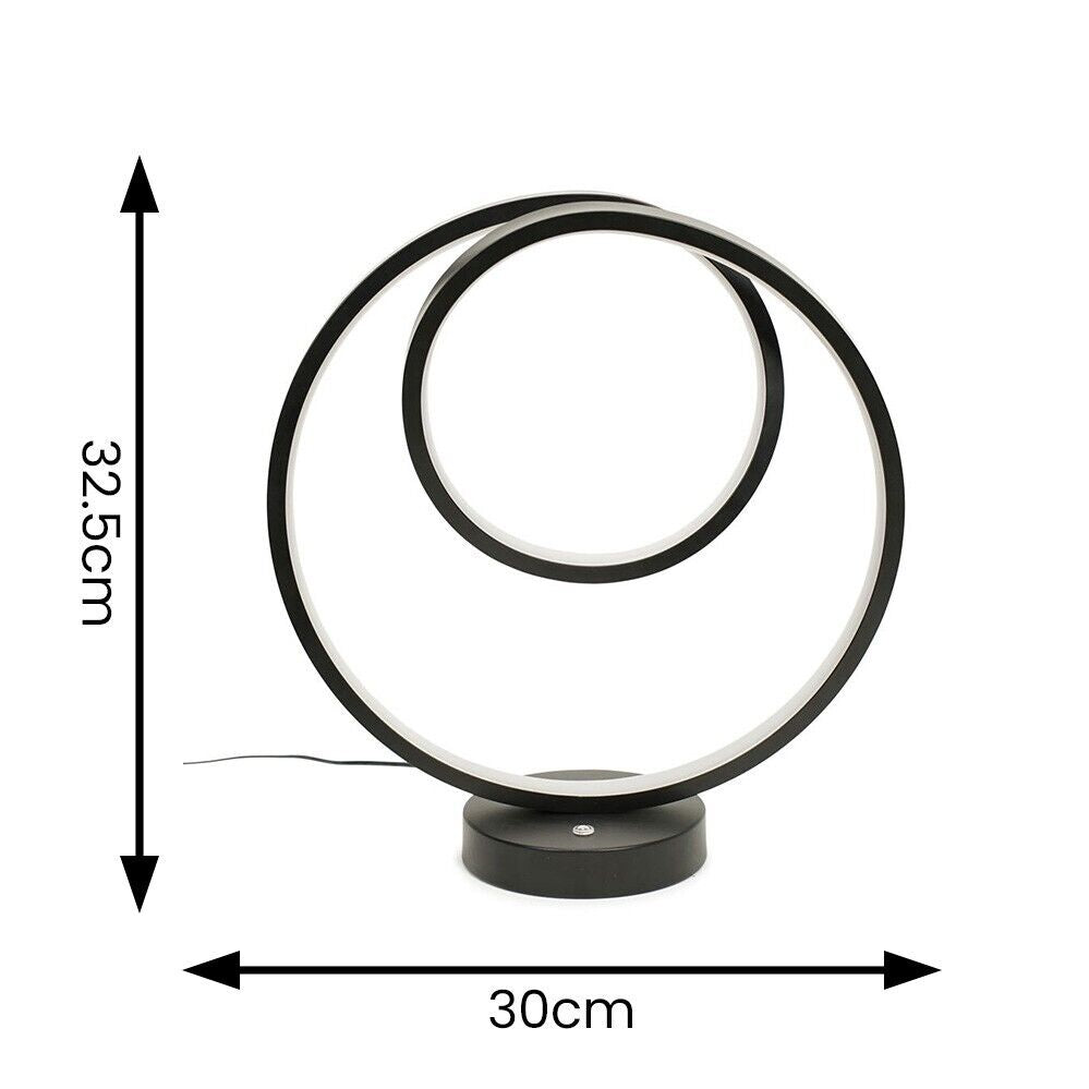 Black Loop Table Lamp Touch Light Integrated LED Warm White Bedside Living Room - NovaNest