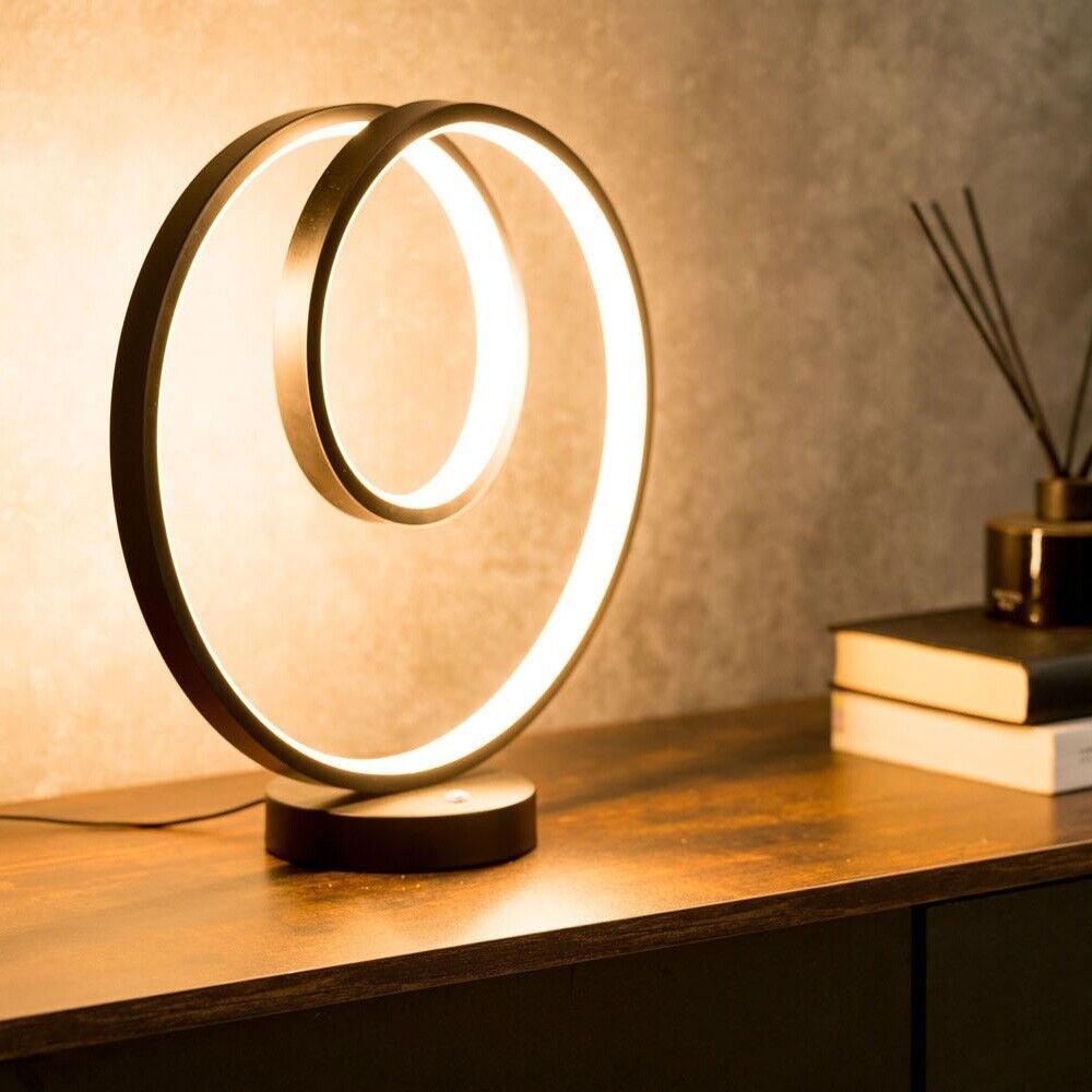 Black Loop Table Lamp Touch Light Integrated LED Warm White Bedside Living Room - NovaNest