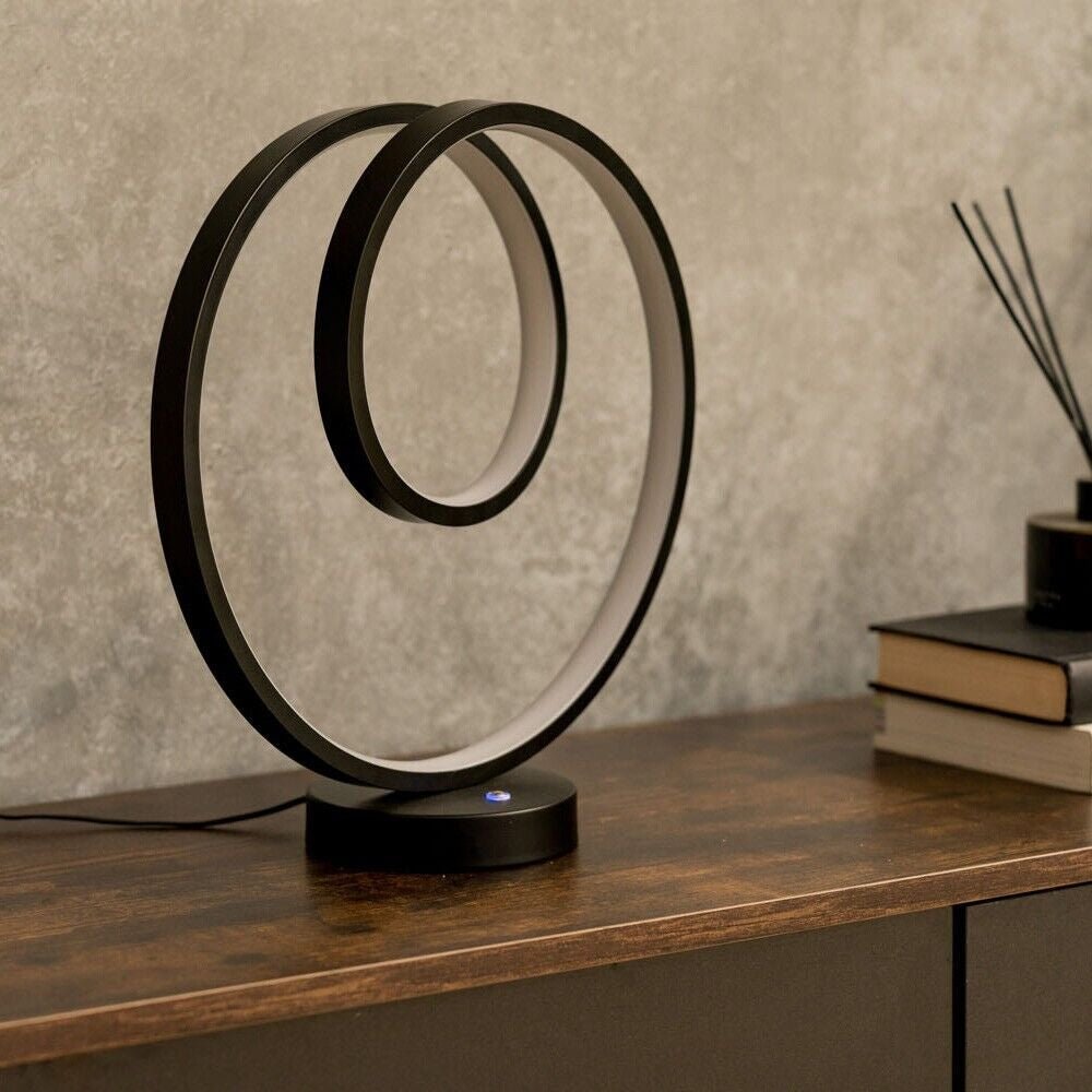 Black Loop Table Lamp Touch Light Integrated LED Warm White Bedside Living Room - NovaNest