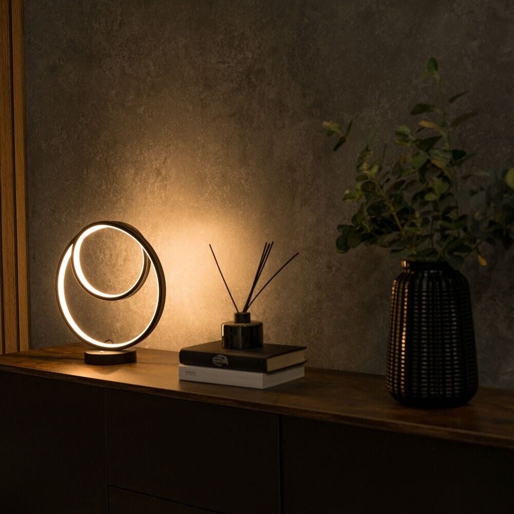 Black Loop Table Lamp Touch Light Integrated LED Warm White Bedside Living Room - NovaNest