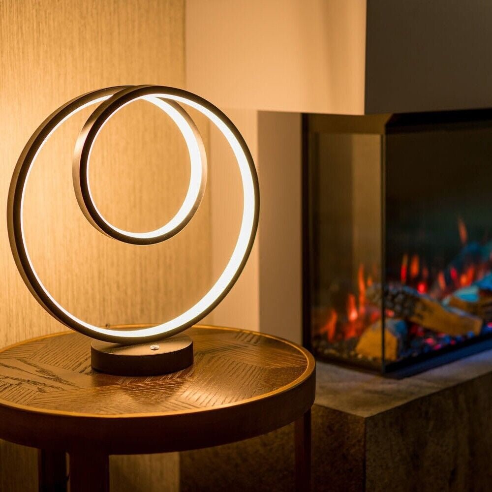 Black Loop Table Lamp Touch Light Integrated LED Warm White Bedside Living Room - NovaNest