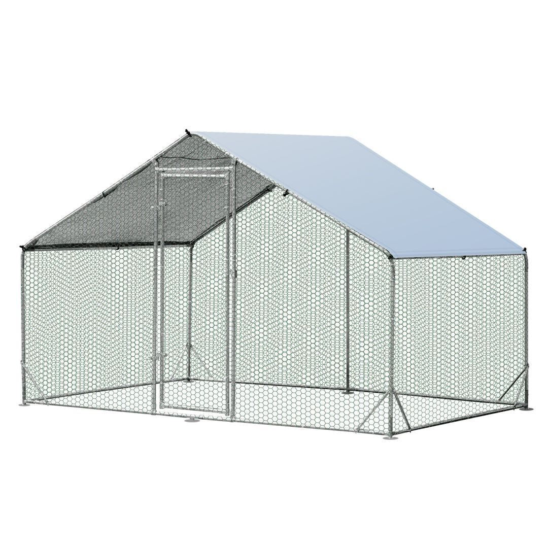 Large Spire-Shaped Chicken Run Coop with Waterproof and Sun-Protective Cover