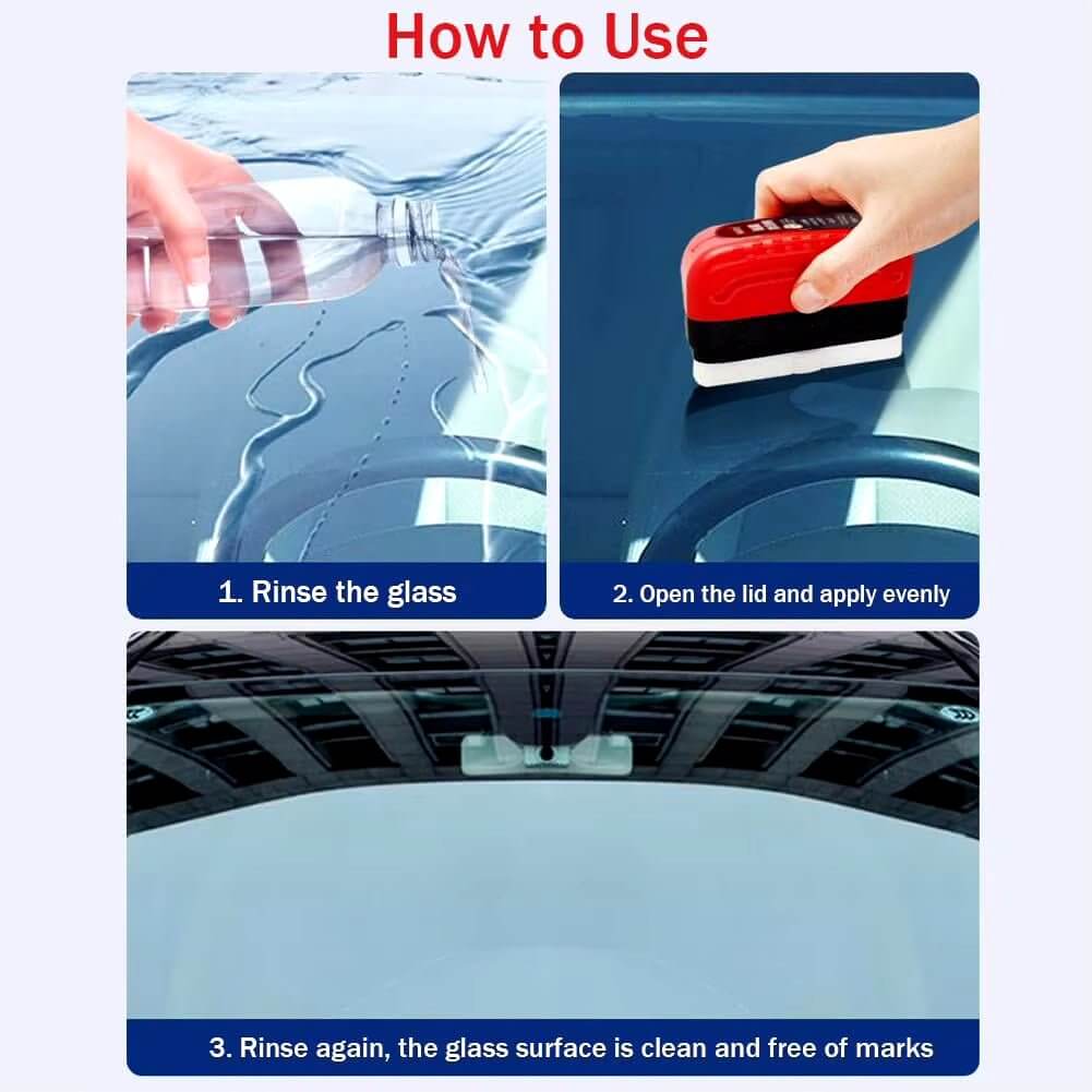 Car Glass Oil Film Remover Automotive Glass Sponge Cleaning Brush Front Inner Windshield Glass Oil Film Cleaner for Car Cleaning - NovaNest