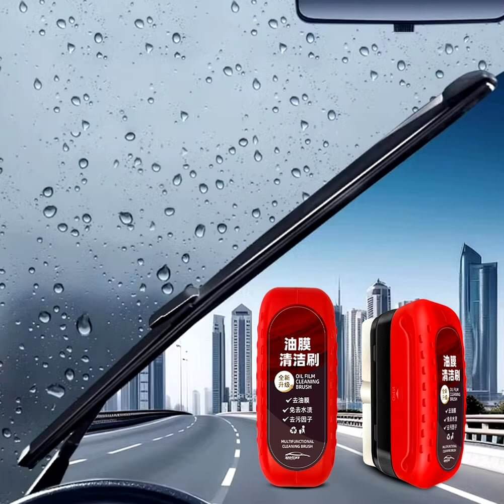 Car Glass Oil Film Remover Automotive Glass Sponge Cleaning Brush Front Inner Windshield Glass Oil Film Cleaner for Car Cleaning - NovaNest