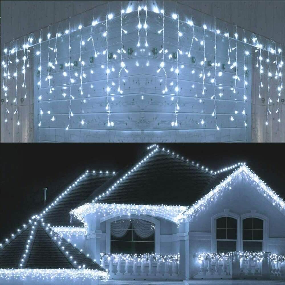 CHRISTMAS LED WHITE SNOWING ICICLE BRIGHT PARTY WEDDING XMAS OUTDOOR LIGHTS - NovaNest