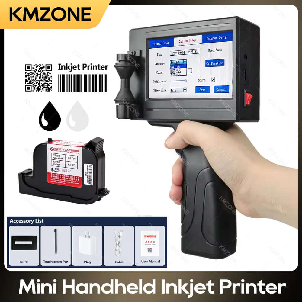 Handheld Inkjet Printer Date Number Expiry Date Logo QR Bar Batch Code Expiry Date 12.7Mm Label Printer English Language 600Dpi