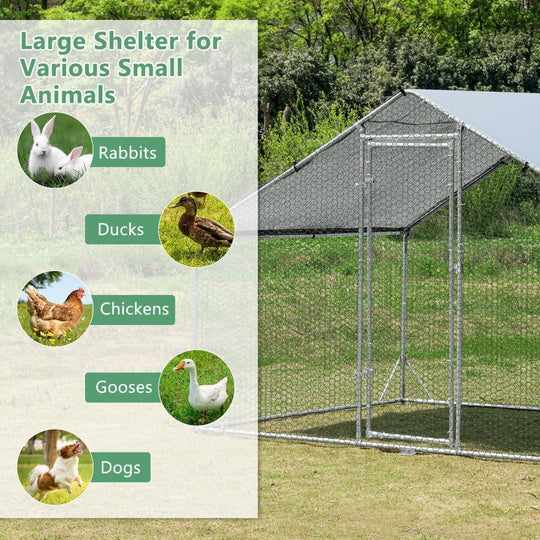 3X2M Spire-Shaped Chicken Coop Galvanized Metal Hen House with Waterproof Cover