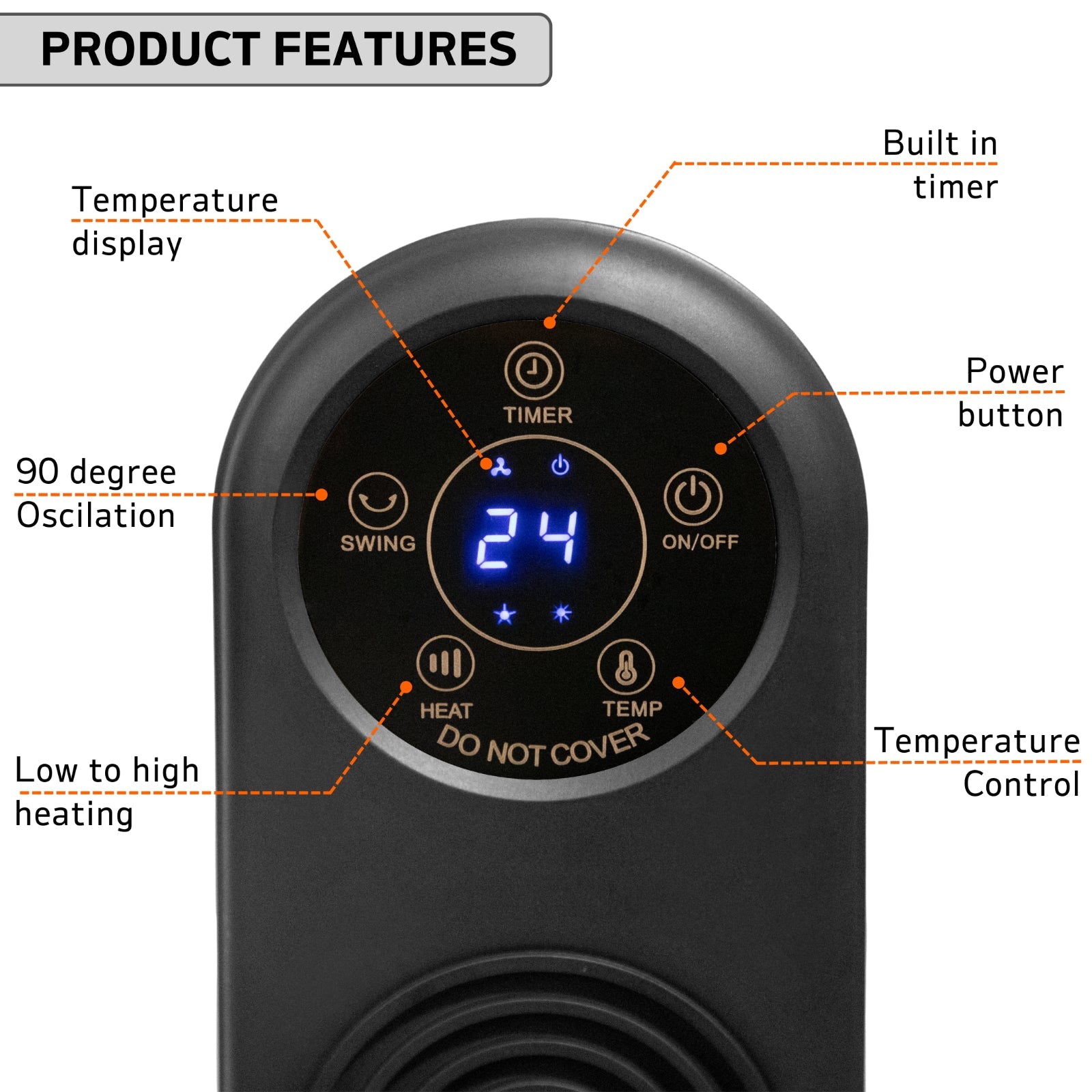 Electric Heater Energy Efficient, Ceramic Tower Fan, Silent, by Nuovva - NovaNest