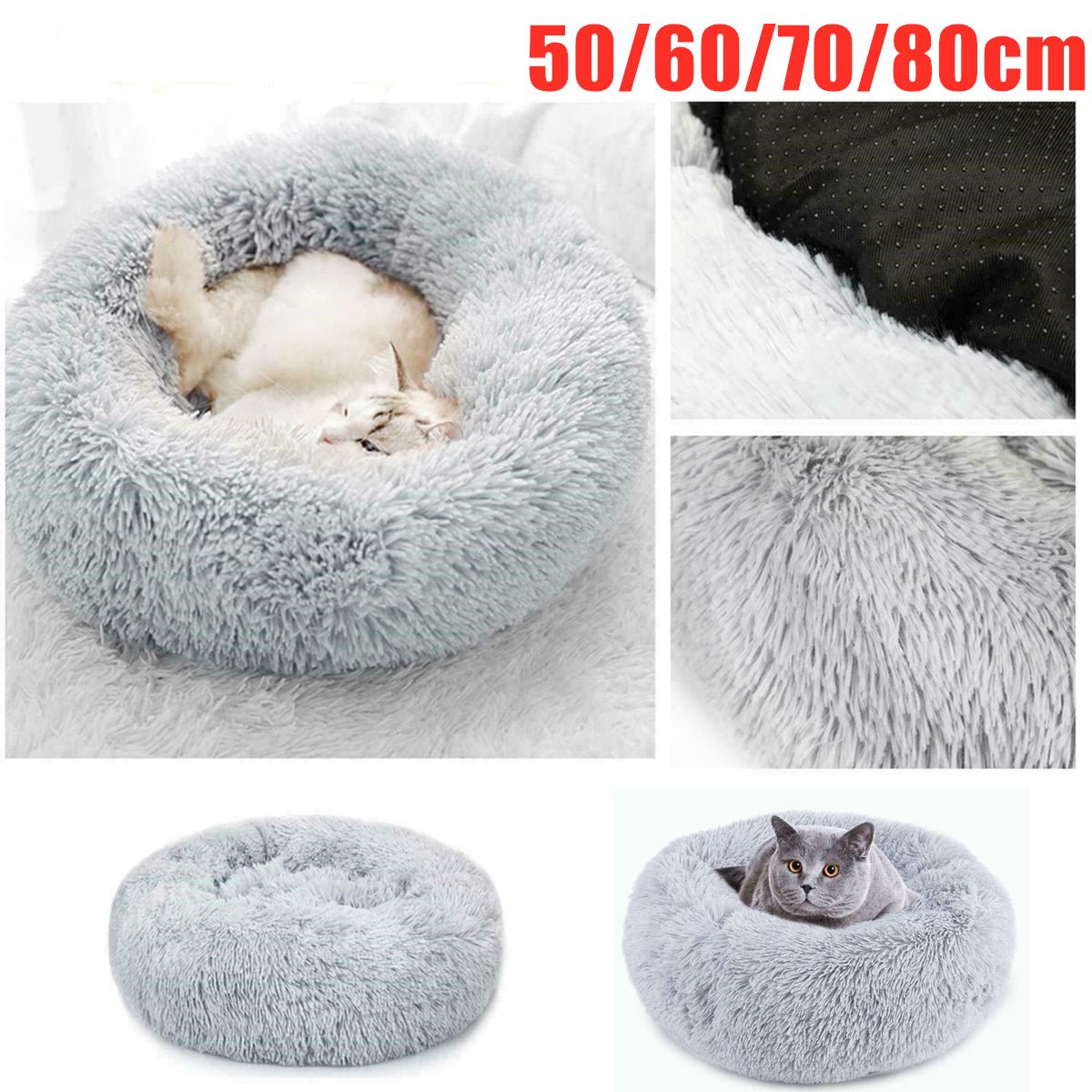 Extra Large Dog Cat Pet Calming Bed Comfy Fluffy Donut Dog Beds round Soft Plush - NovaNest