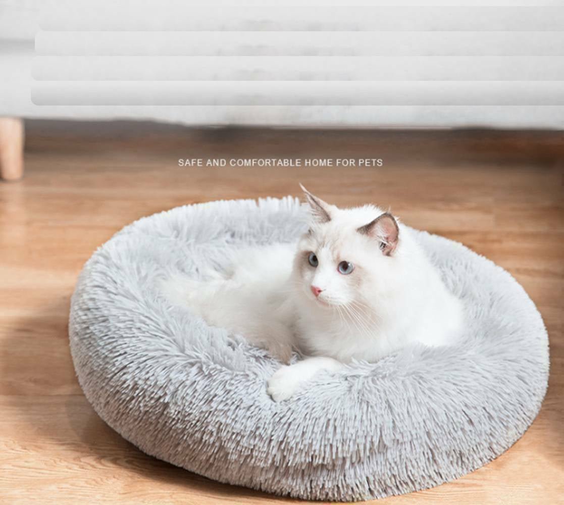 Extra Large Dog Cat Pet Calming Bed Comfy Fluffy Donut Dog Beds round Soft Plush - NovaNest