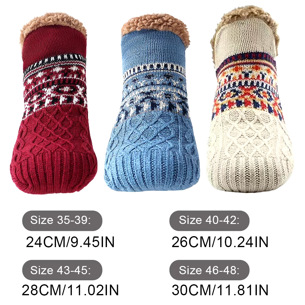 Indoor Winter Floor Socks Women Men Slippers Socks Home Bedroom Sleeping Socks Non-Slip Knitted Fleece Warm Carpet Couple Socks