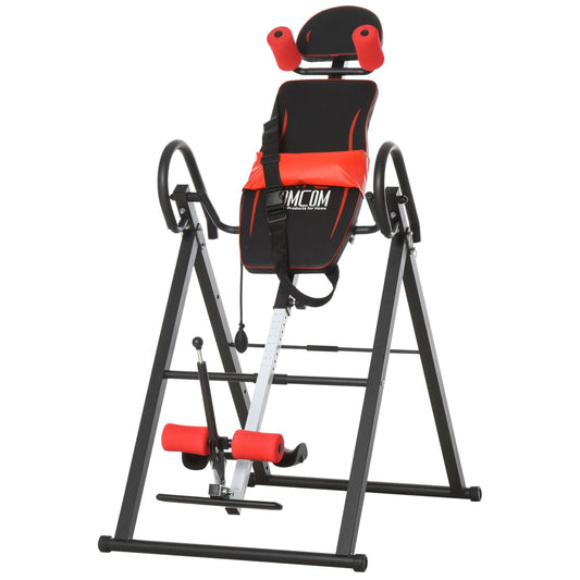 HOMCOM Adjustable Gravity Inversion Table with Safety Belt, Red - NovaNest