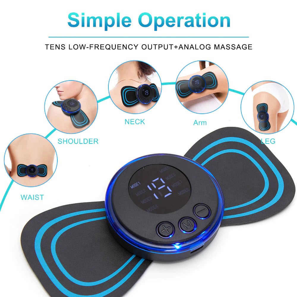 LCD Display EMS Neck Stretcher Electric Massager 8 Mode Cervical Massage Patch Pulse Muscle Stimulator Portable Relief Pain - NovaNest