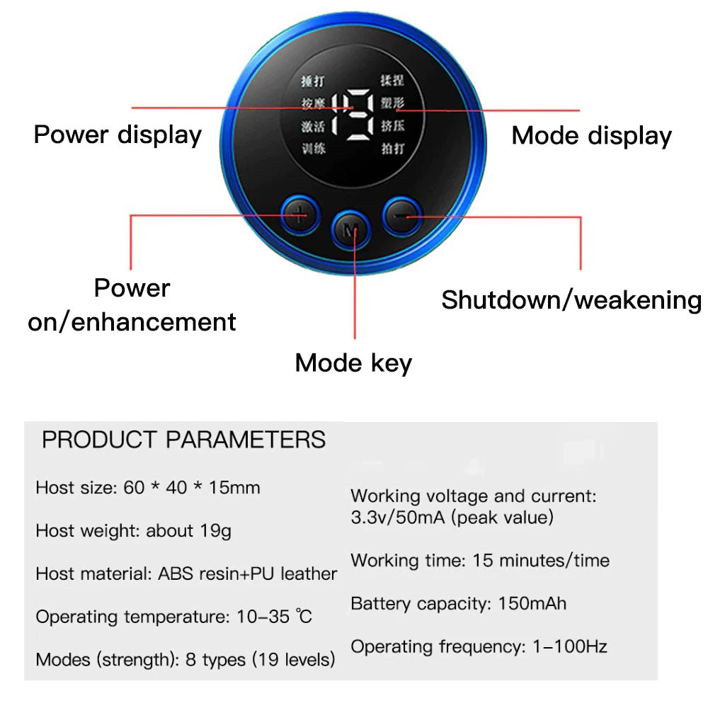 LCD Display EMS Neck Stretcher Electric Massager 8 Mode Cervical Massage Patch Pulse Muscle Stimulator Portable Relief Pain - NovaNest