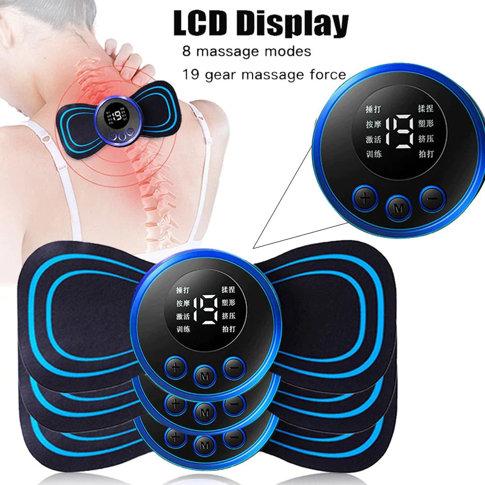 LCD Display EMS Neck Stretcher Electric Massager 8 Mode Cervical Massage Patch Pulse Muscle Stimulator Portable Relief Pain - NovaNest