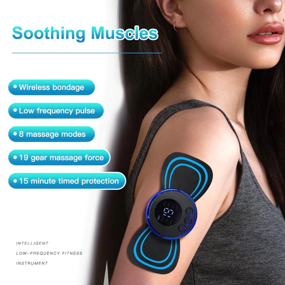 LCD Display EMS Neck Stretcher Electric Massager 8 Mode Cervical Massage Patch Pulse Muscle Stimulator Portable Relief Pain - NovaNest