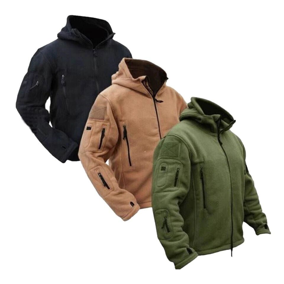 Men Casual Coat Tactical Recon Fleece Jacket Full Zip Army Hoodie Combat Hoody - NovaNest