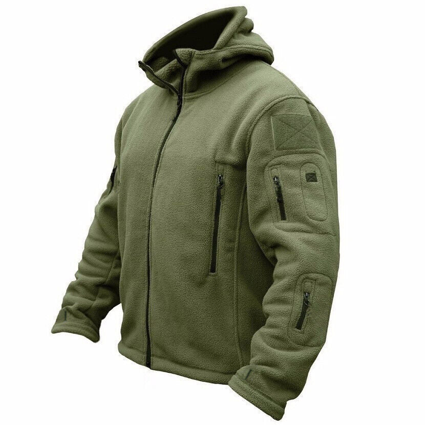 Men Casual Coat Tactical Recon Fleece Jacket Full Zip Army Hoodie Combat Hoody - NovaNest