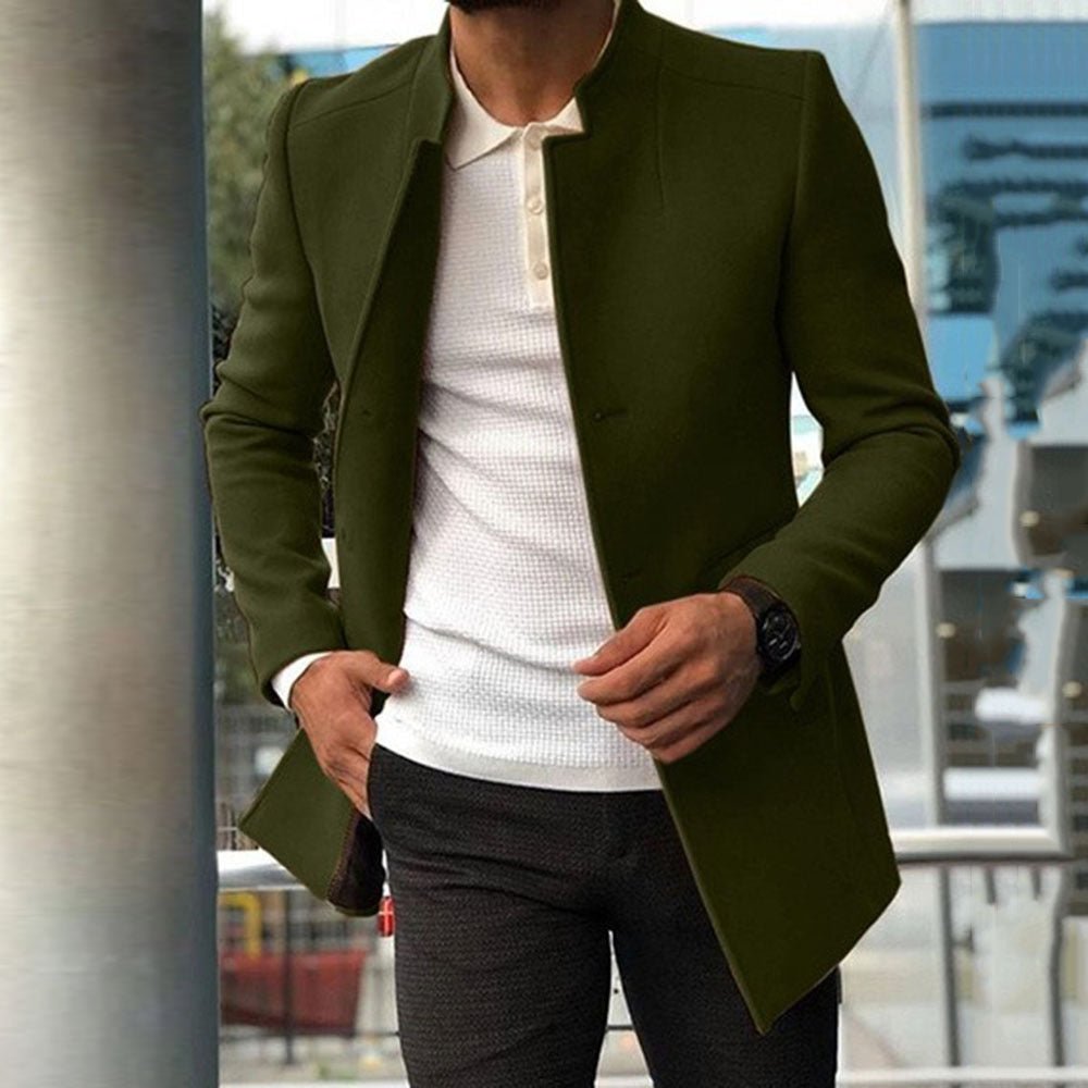 Men'S Slim Coat Fashion Single - Breasted Solid Color Business Jackets Fall and Winter Tops Outwear Clothing - NovaNest